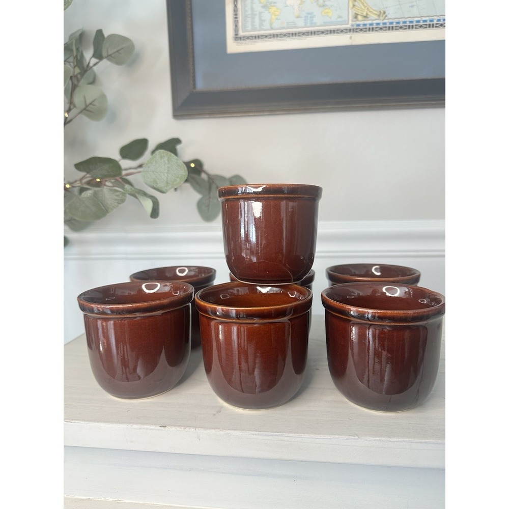 Vintage HIC Harold‎ Import Co. Set Of 7 Stoneware Custard / Ramekin Cups